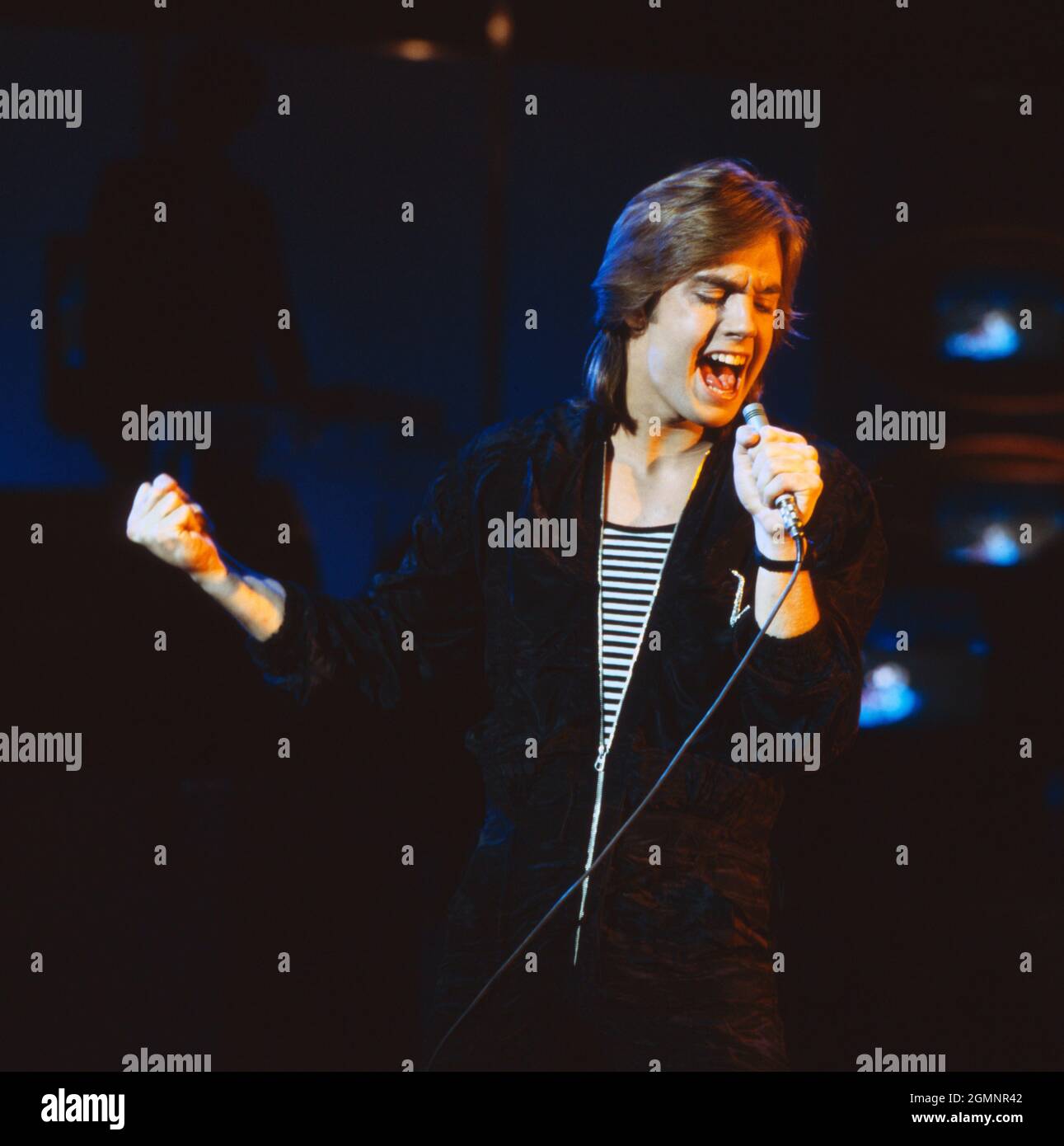 Shaun Cassidy, amerikanischer Popsänger und Schauspieler, bei einem Auftritt in der Chartshow 'Disco', Deutschland 1979. Der amerikanische Pop-Sänger und Schauspieler Shaun Cassidy tritt bei der deutschen Chartshow 'Disco', Deutschland 1979 auf. Stockfoto