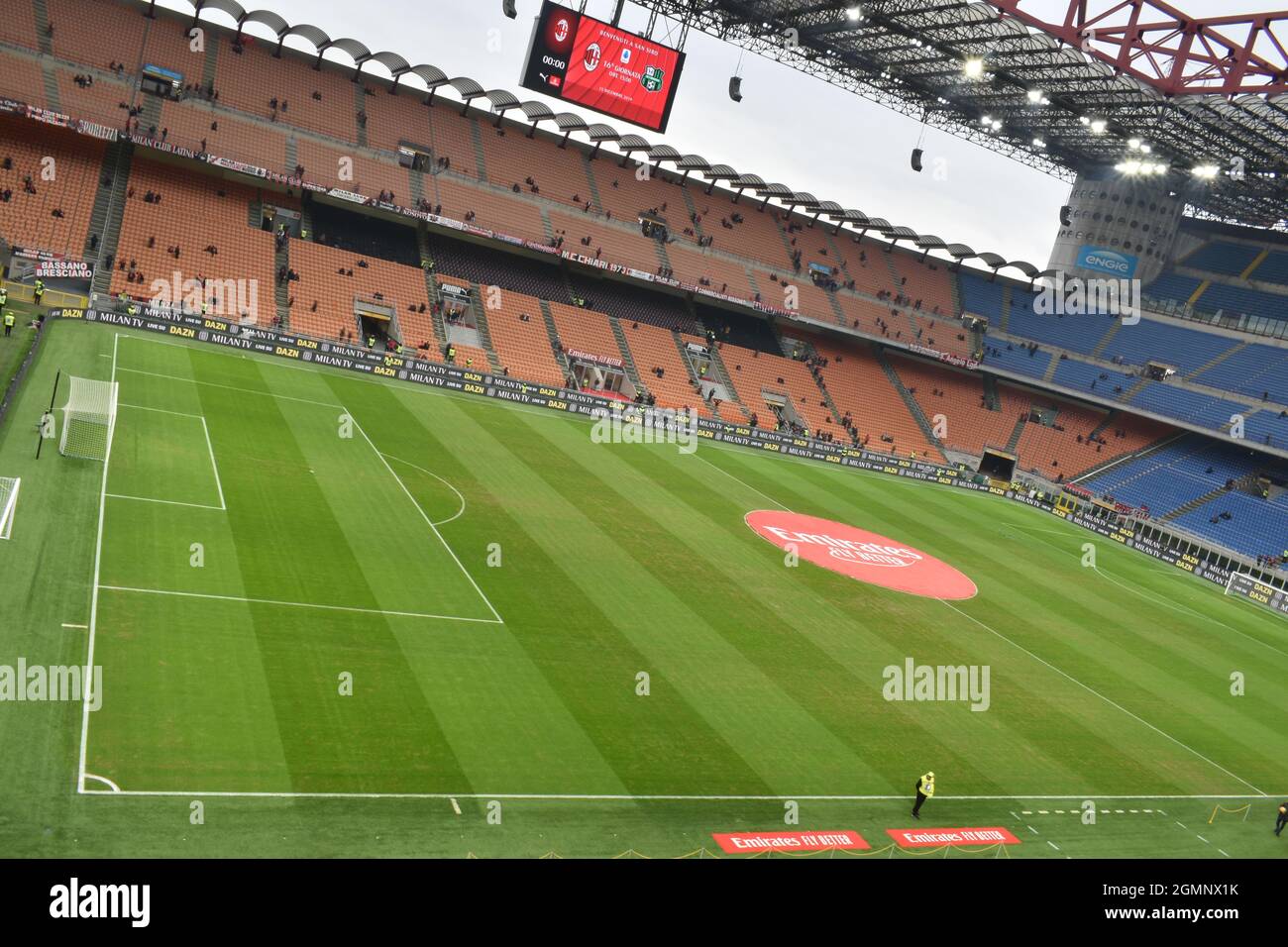 Im Inneren von San Siro/Giuseppe Meazza, AC Milan & Inter Mailand Stadion Stockfoto