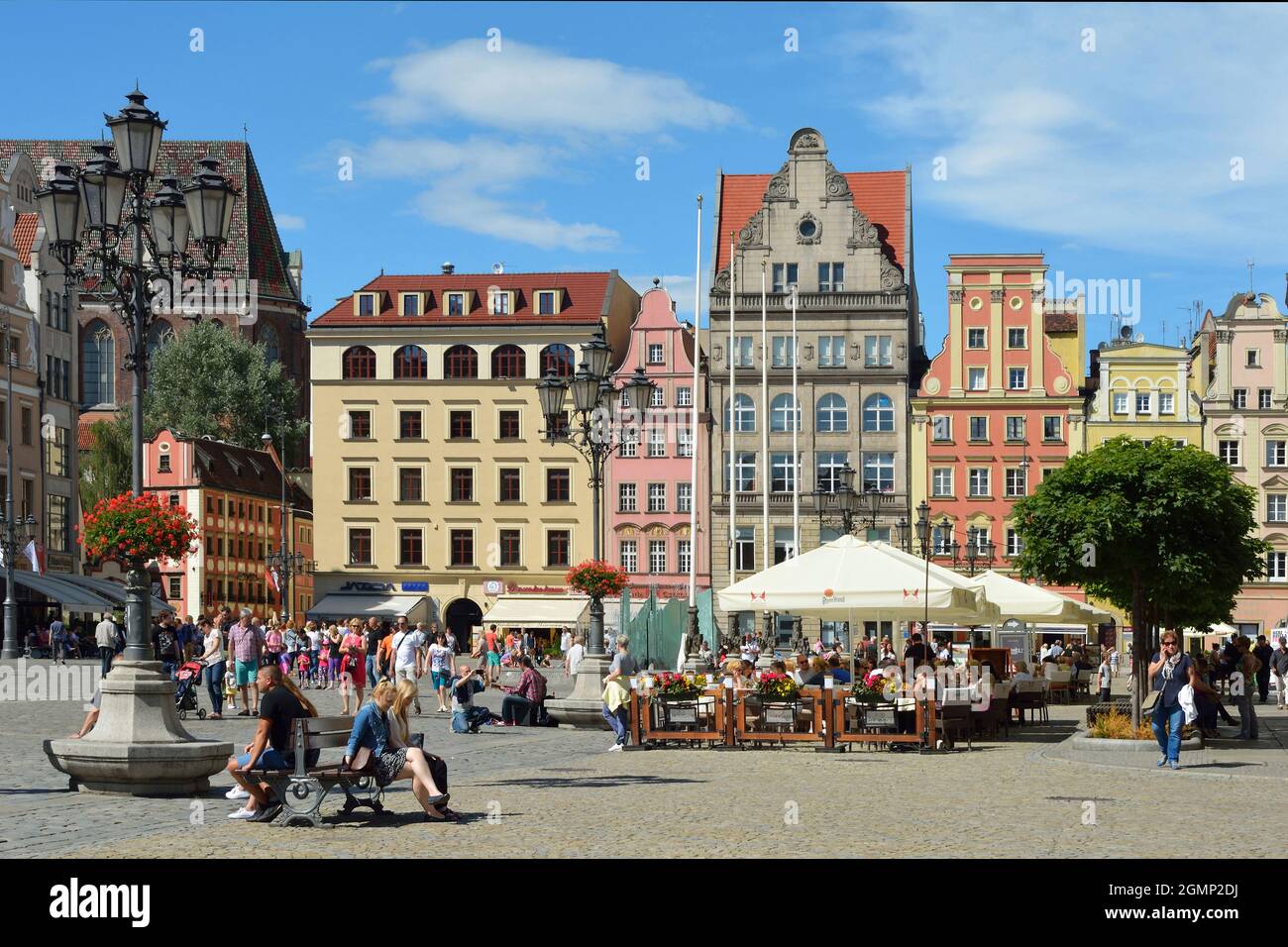 Marktplatz in der historischen Altstadt von Breslau - Polen. Stockfoto