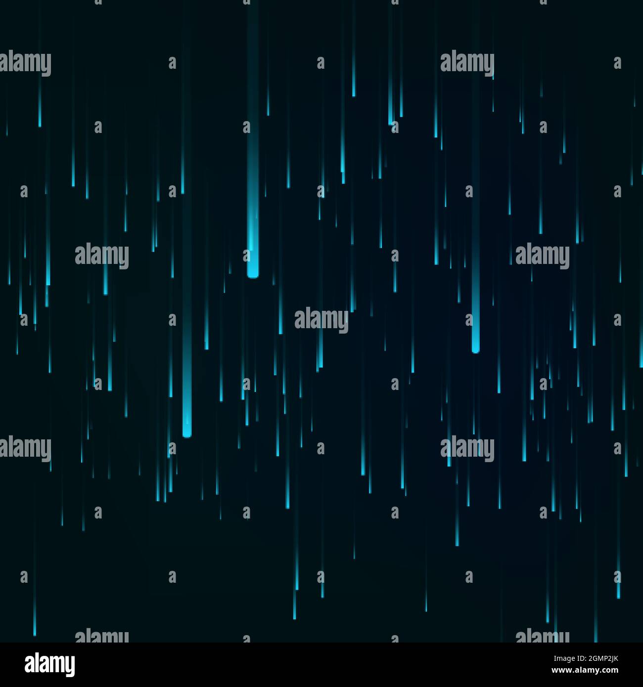 Blauer Hintergrund im Matrixstil. Datenstrom. Fallender zufälliger Datenblock. Visualisierung des Cyberspace oder der virtuellen Realität. Vektorgrafik Stock Vektor