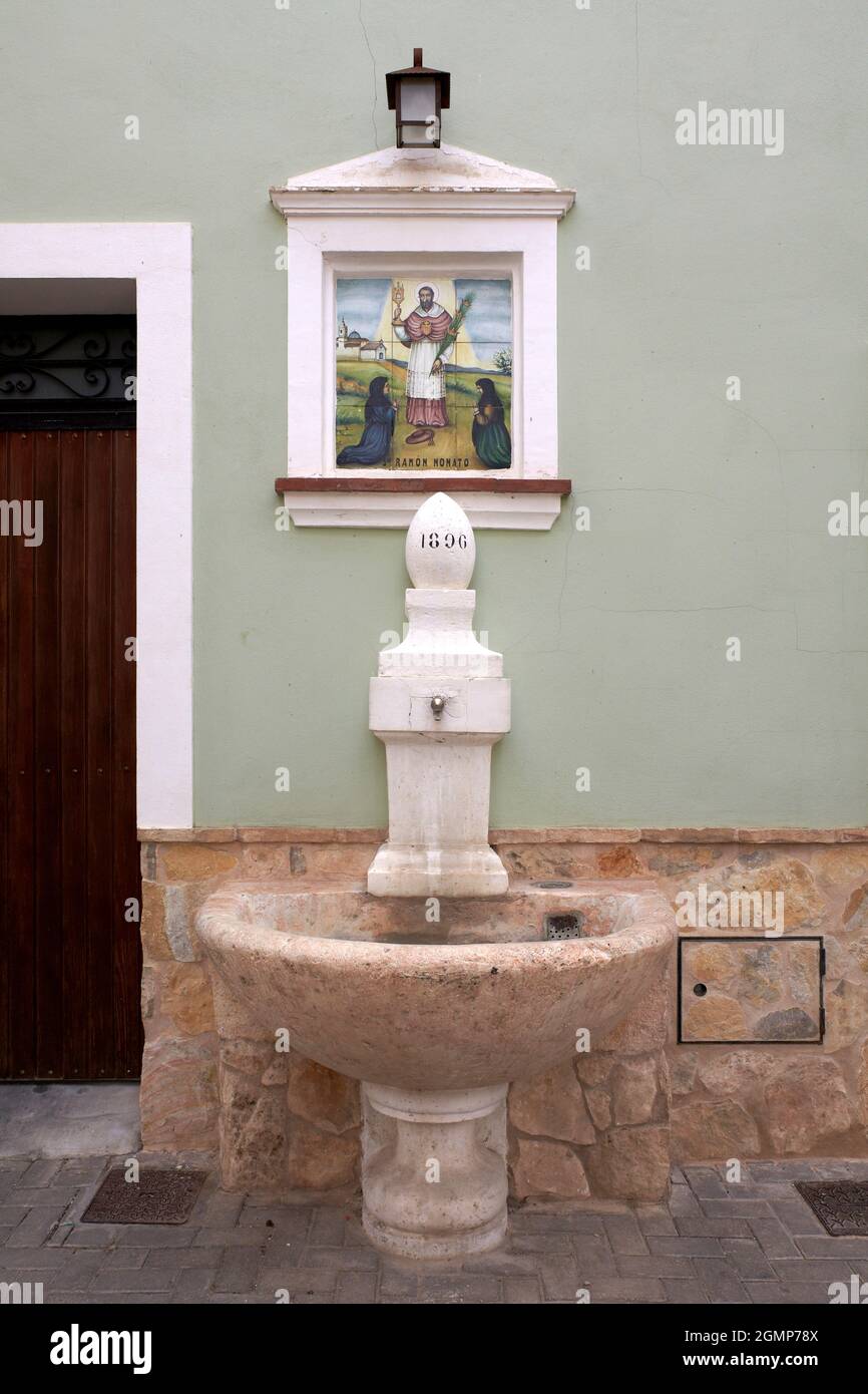 San Ramón-Brunnen. Biar, Alacant. Comunitat Valenciana. Spanien Stockfoto