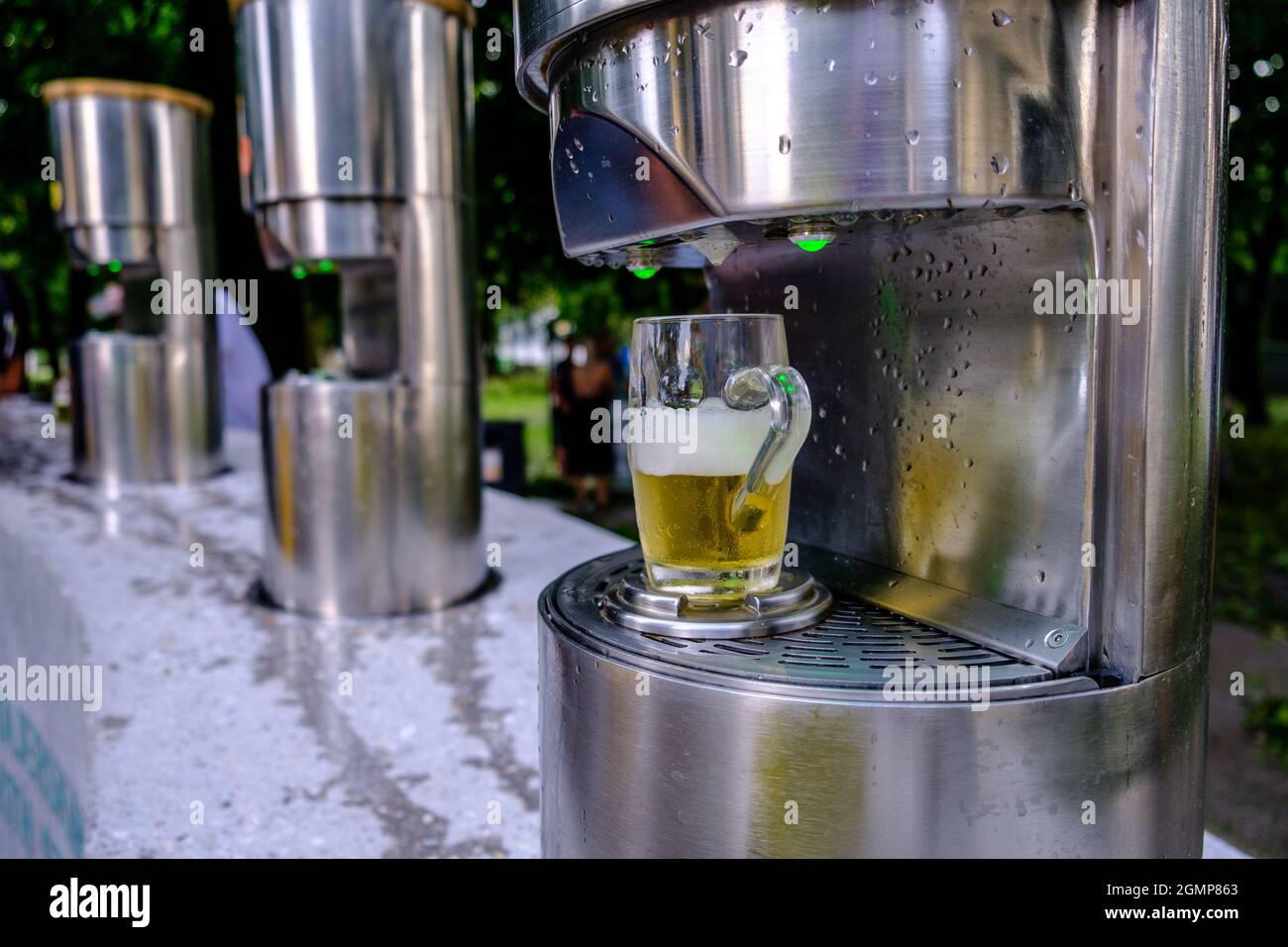 Der Bierbrunnen in Zalec, Slowenien Stockfoto