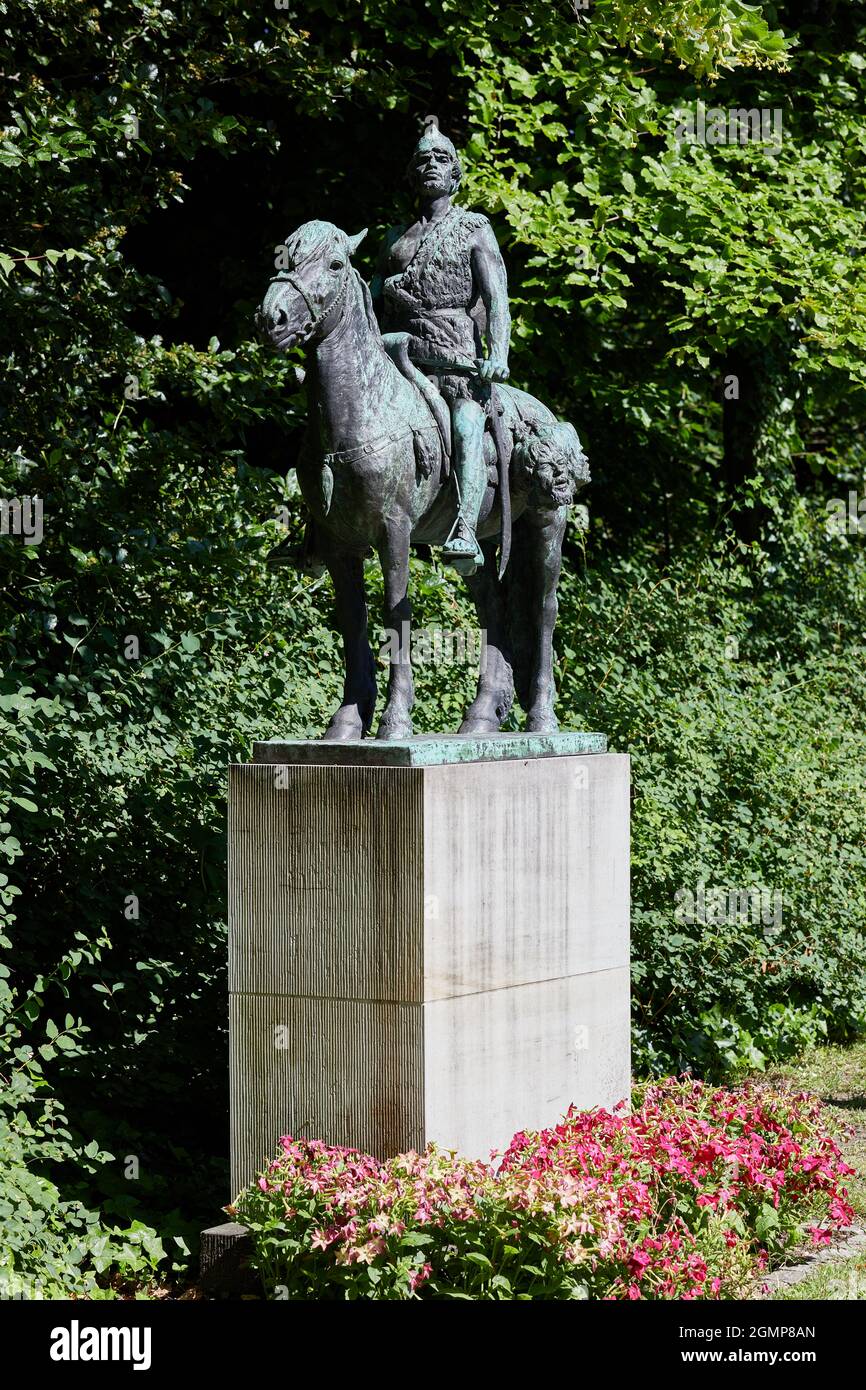 En Barbar (Ein Barbar), Bronzestatue von Carl Johan Bonnesen (1868-1933), seit 1913 außerhalb der Hirschsprung-Sammlung; Kopenhagen, Dänemark Stockfoto