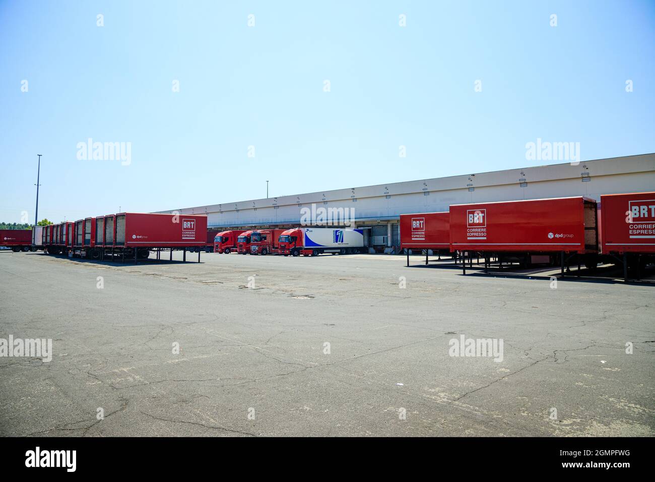 Allgemeine Ansicht des Logistikzentrums BRT im „Interporto di Bologna“ (Bologna Freight Village) Stockfoto