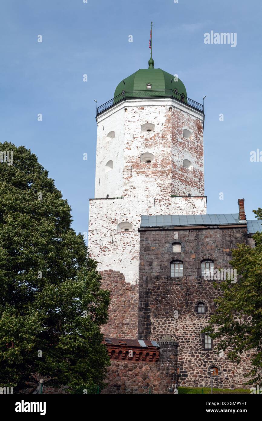 Turm von St. Olav. Schloss Wyborg, Wyborg, Leningrad, Russland. Stockfoto