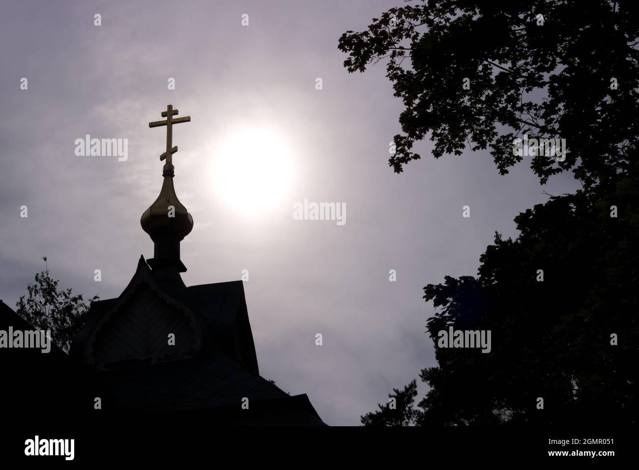 Heilige Trinity Temple City, Bau 1903 г. - 1904 г. Leningrad Region, Stadt Wsewolozhsk, Wsewolozhsky Avenue, Haus 64, Russland, 2021 Stockfoto