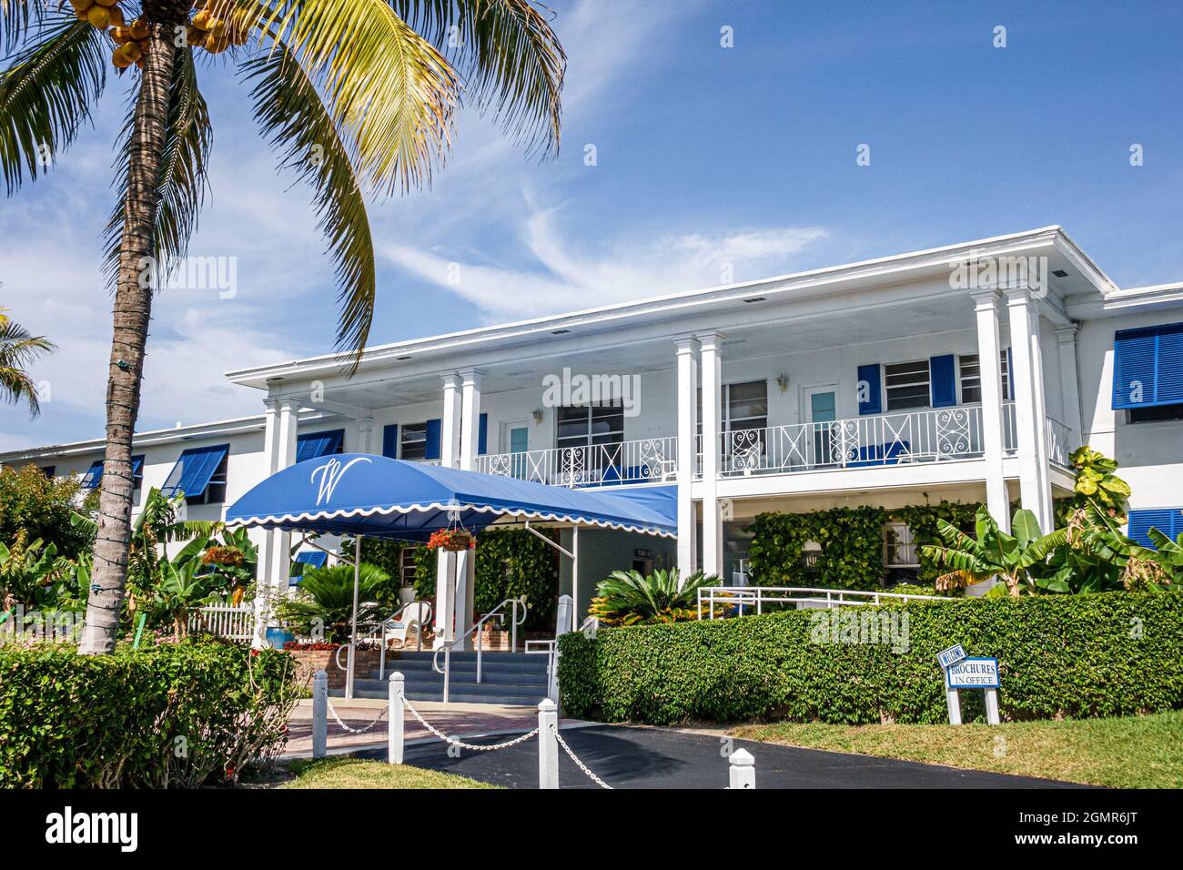 Delray Beach Florida, Wright by the Sea, Hoteleingang für Motel Resort Stockfoto