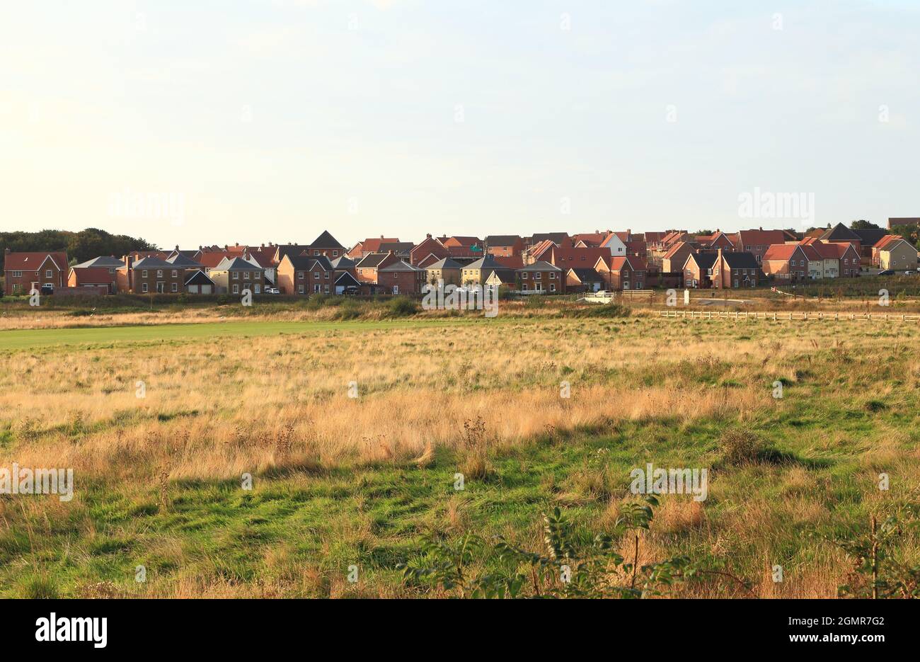 Butterfield Meadow, Heacham, Norfolk, neue Wohnsiedlung, auf zuvor landwirtschaftlichem Boden Stockfoto