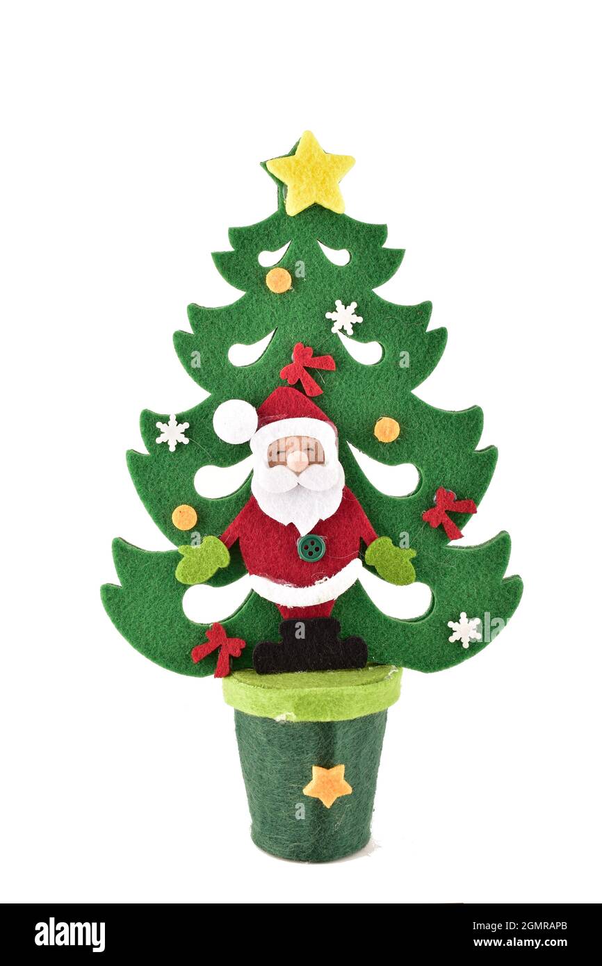 Künstlicher Weihnachtsbaum isoliert auf weißem Hintergrund mit Beschneidungspfad Stockfoto