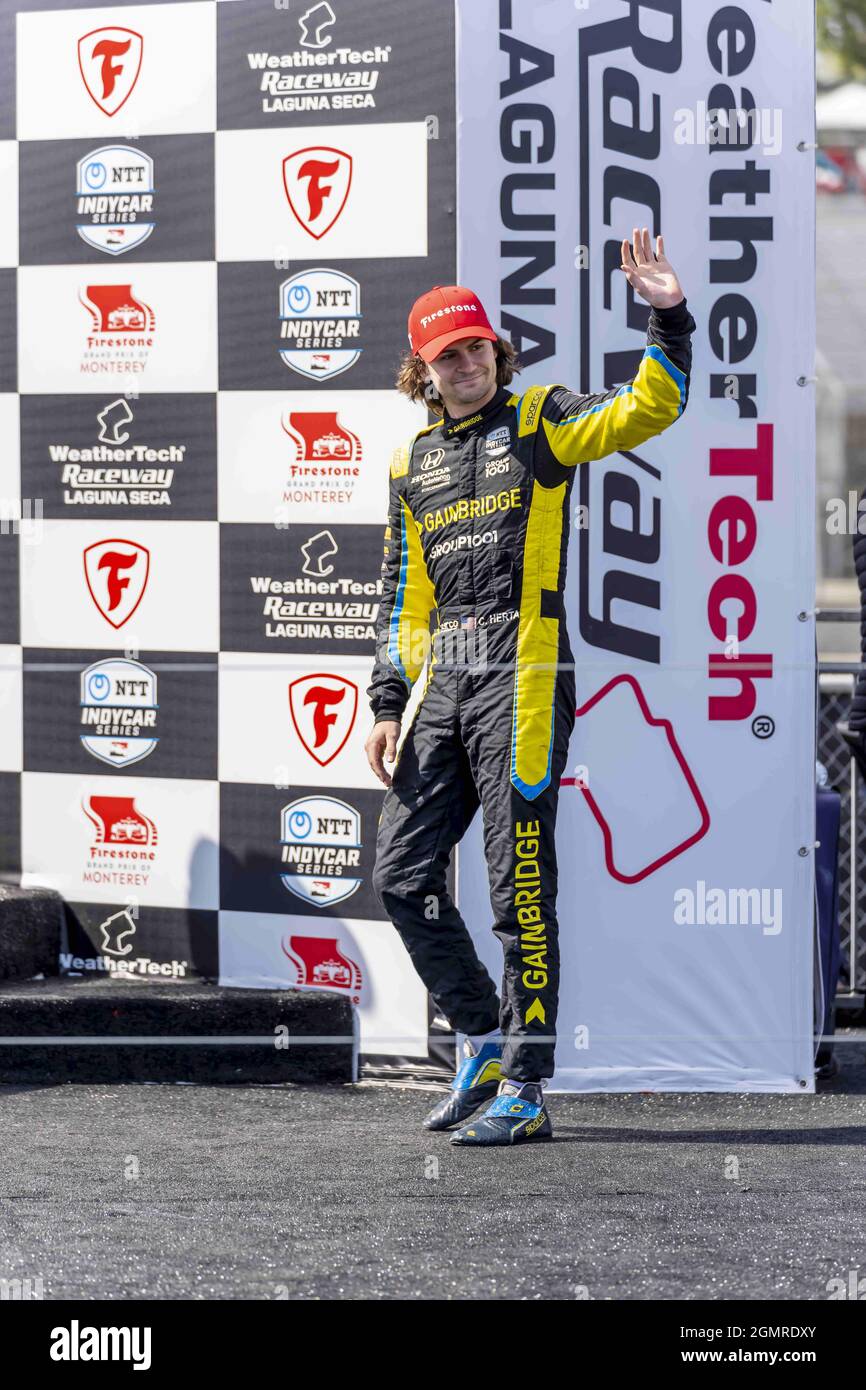 Monterey, Kalifornien, USA. September 2021. COLTON HERTA (26) aus Valencia, Kanada, gewinnt den Grand Prix von Monterey beim WeatherTech Raceway Laguna Seca in Monterey, Kalifornien. (Bild: © Walter G Arce SR Grindstone Medi/ASP über ZUMA Press Wire) Stockfoto