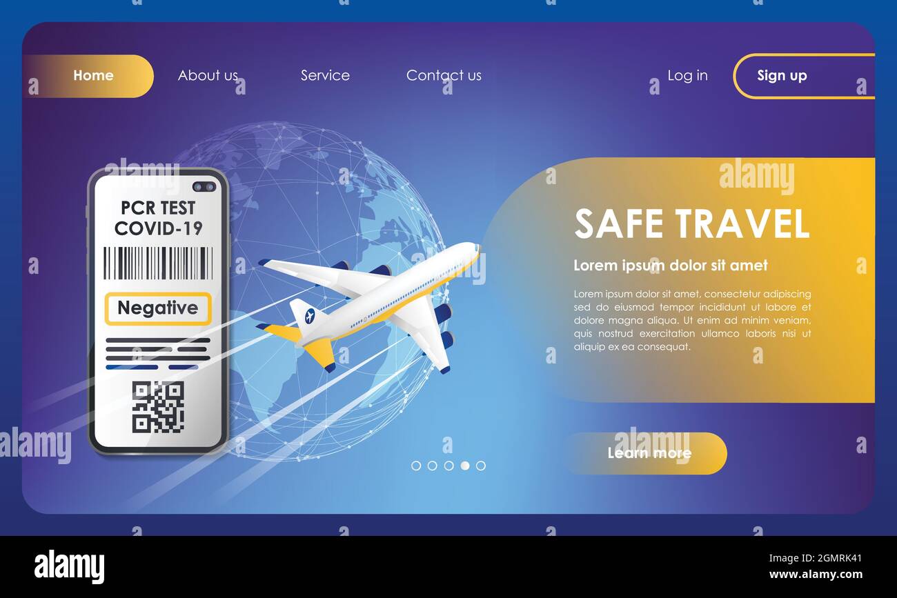 PCR-negatives COVID-19-Testwebbanner und mobiles App-Kit. Sicheres Reisen. Vektordarstellung Stock Vektor