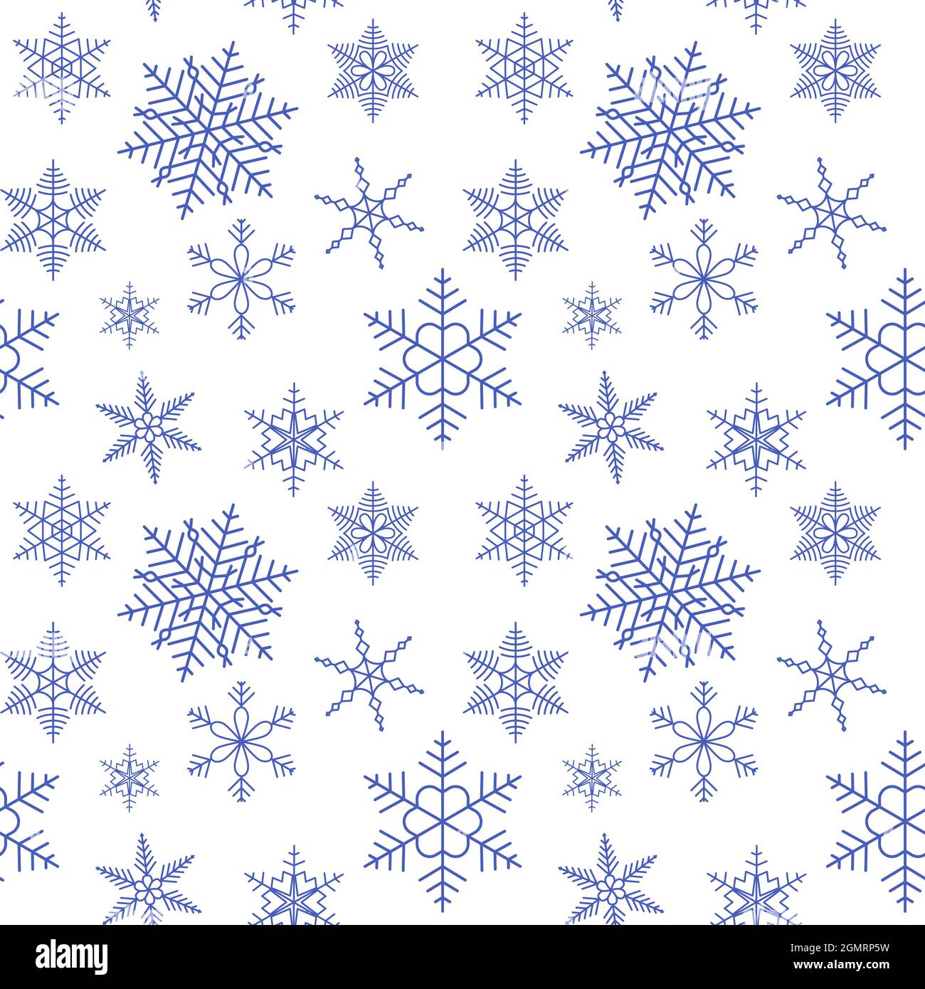 Schneeflocken nahtloses Muster. Weihnachten endlose Hintergrund. Schneefall wiederholt Hintergrund. Verschneite Textur. Vektorgrafik isoliert auf Weiß Stock Vektor