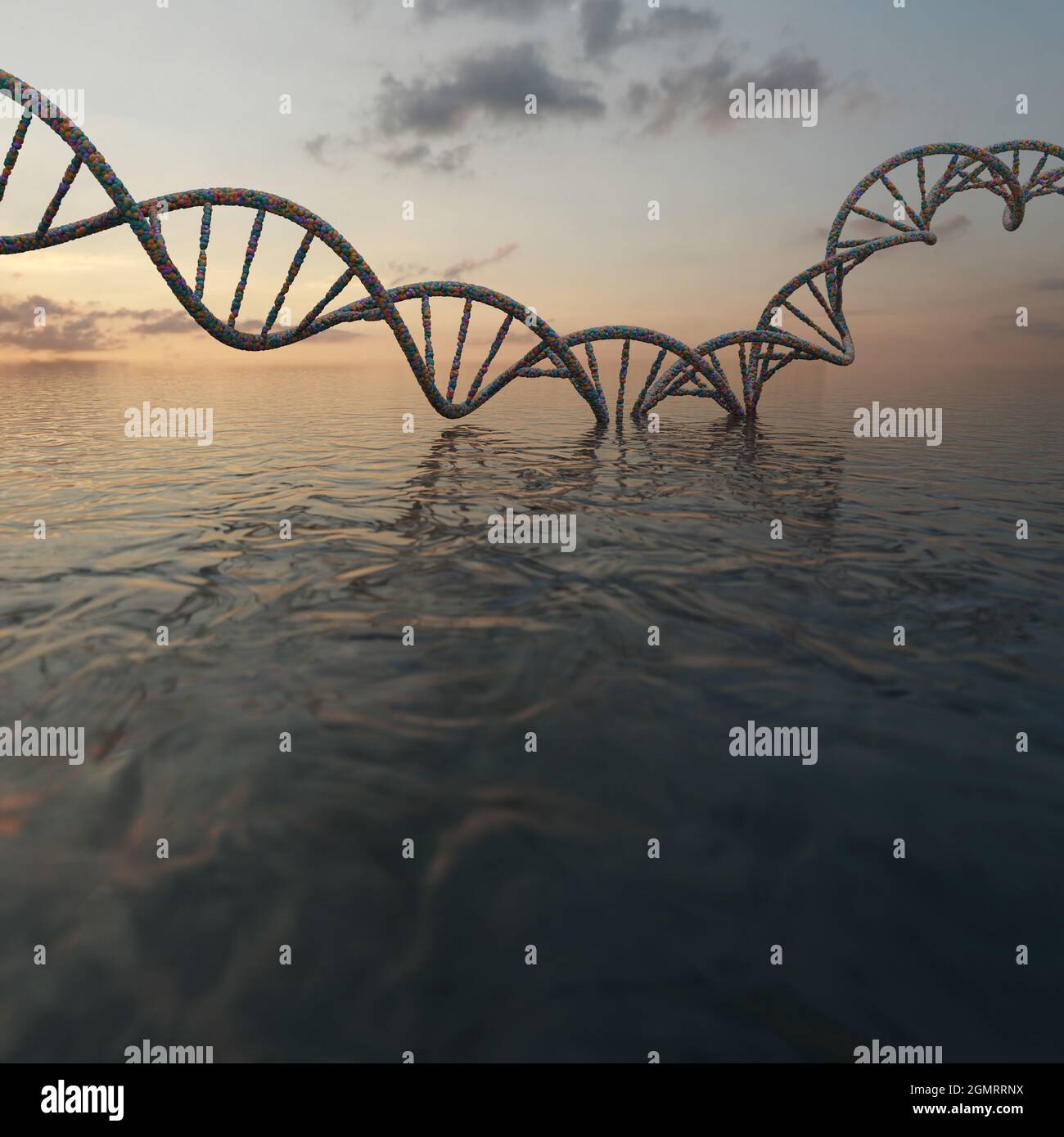DNA steigt aus dem Wasser, Illustration Stockfoto