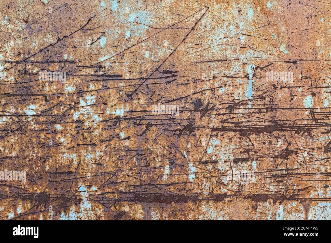 Rostige zerkratzte oxidierte Metallstruktur für grunzigen Hintergrund Stockfoto