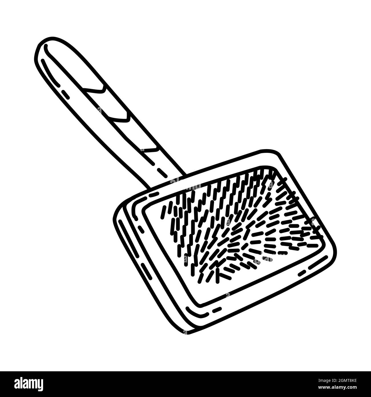 Fester Slicker für Pet Grooming Tools Handgezeichnetes Icon Set Vector. Stock Vektor