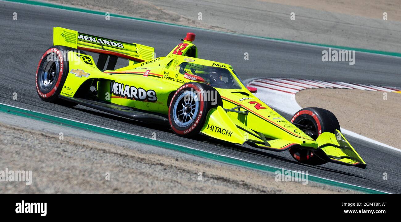 September 19 2021 Monterey CA, USA das Team Penske-Fahrer Simon Pagenaud kommt aus der 5. Kurve während des NTT Firestone Grand Prix von Monterey Race auf dem WeatherTech Raceway Laguna Seca Monterey, CA Thurman James/CSM Stockfoto