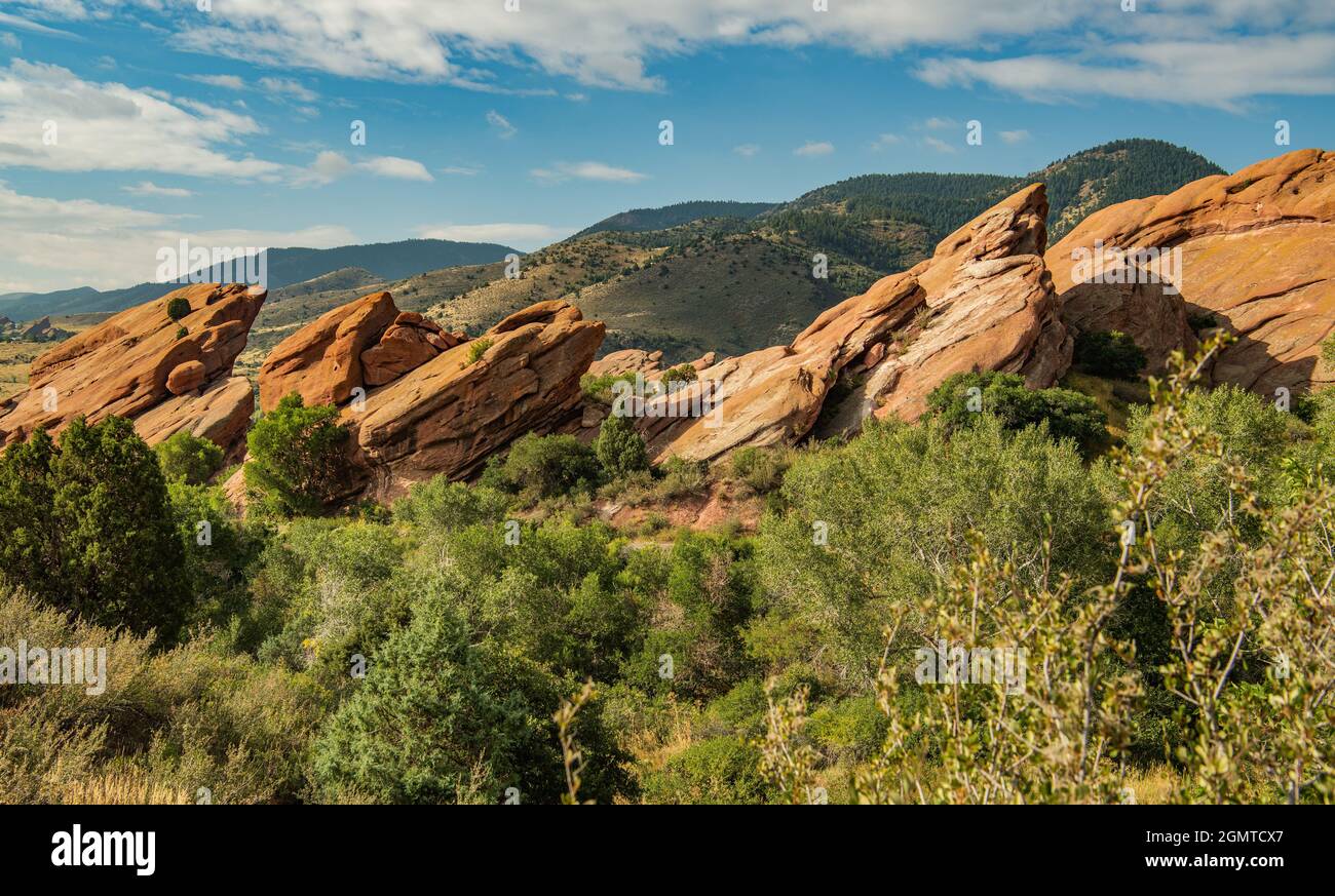 Vereinigte Staaten von Amerika, Colorado State Front Range Red Rocks Formation Scenic Landscape. Stockfoto