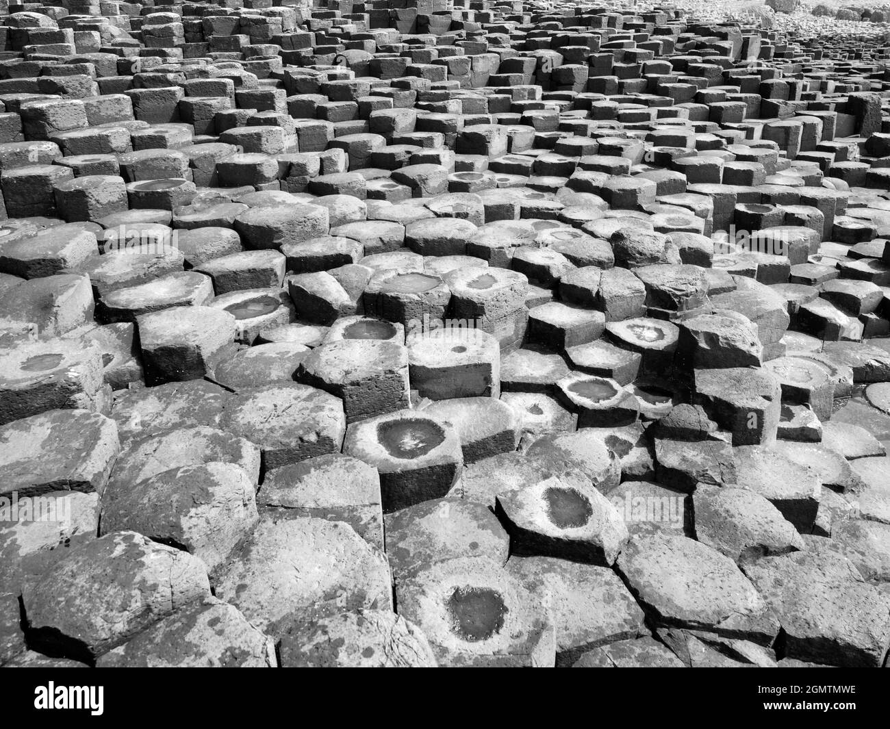 Nordirland, Großbritannien - 9. Juni 2017 Giants Causeway ist eines der großen Naturwunder des Vereinigten Königreichs. Es liegt an der Nordküste von Nort Stockfoto