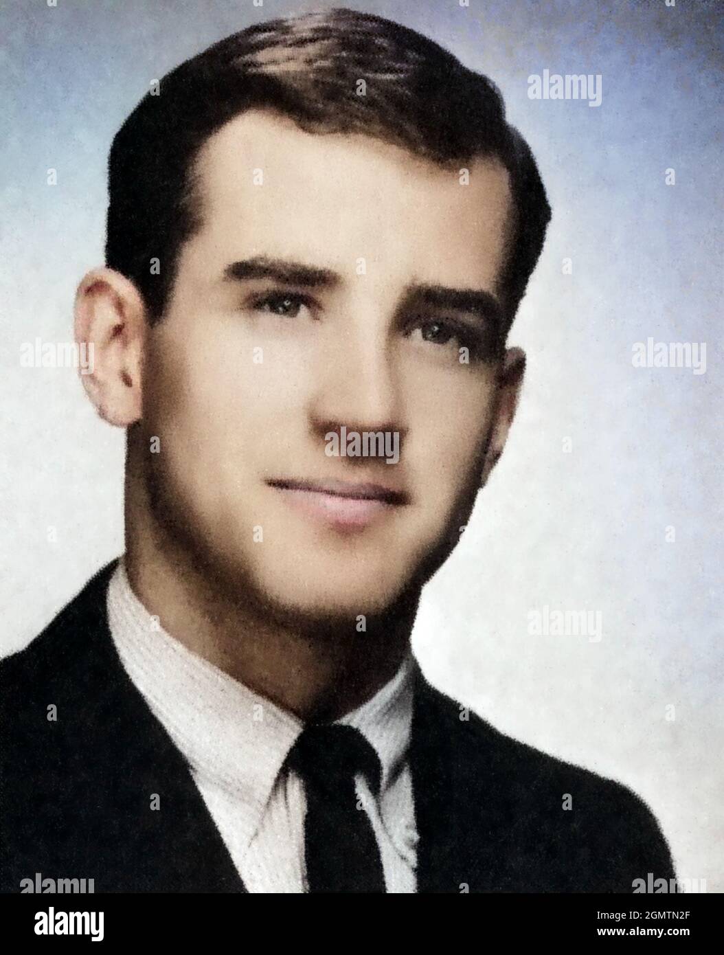 Joe Biden im Jahr 1965. Ausgabe des Blue Hen Yearbook. Kolorierte Version. Stockfoto