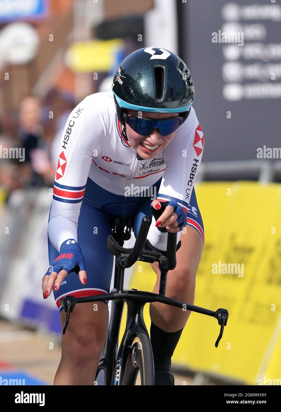 Pfeiffer Georgi (GBR) im Einsatz beim Einzel-Zeitfahren der Damen Elite, von Knokke-Heist nach Brügge, bei der UCI World Championships Road Cycling Flanders 2021 am 20. September 2021 in Brügge, Belgien. Quelle: SCS/Soenar Chamid/AFLO/Alamy Live News Stockfoto