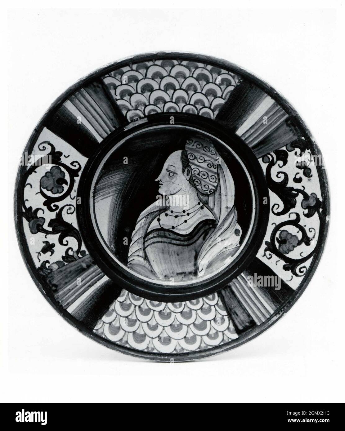 Schale (Piatto). Datum: Ca. 1540; Kultur: Italienisch, Deruta; Medium: Maiolica (verzinntes Steingut); Abmessungen: Durchmesser: 10 1/4 Zoll (26,1 cm); Stockfoto