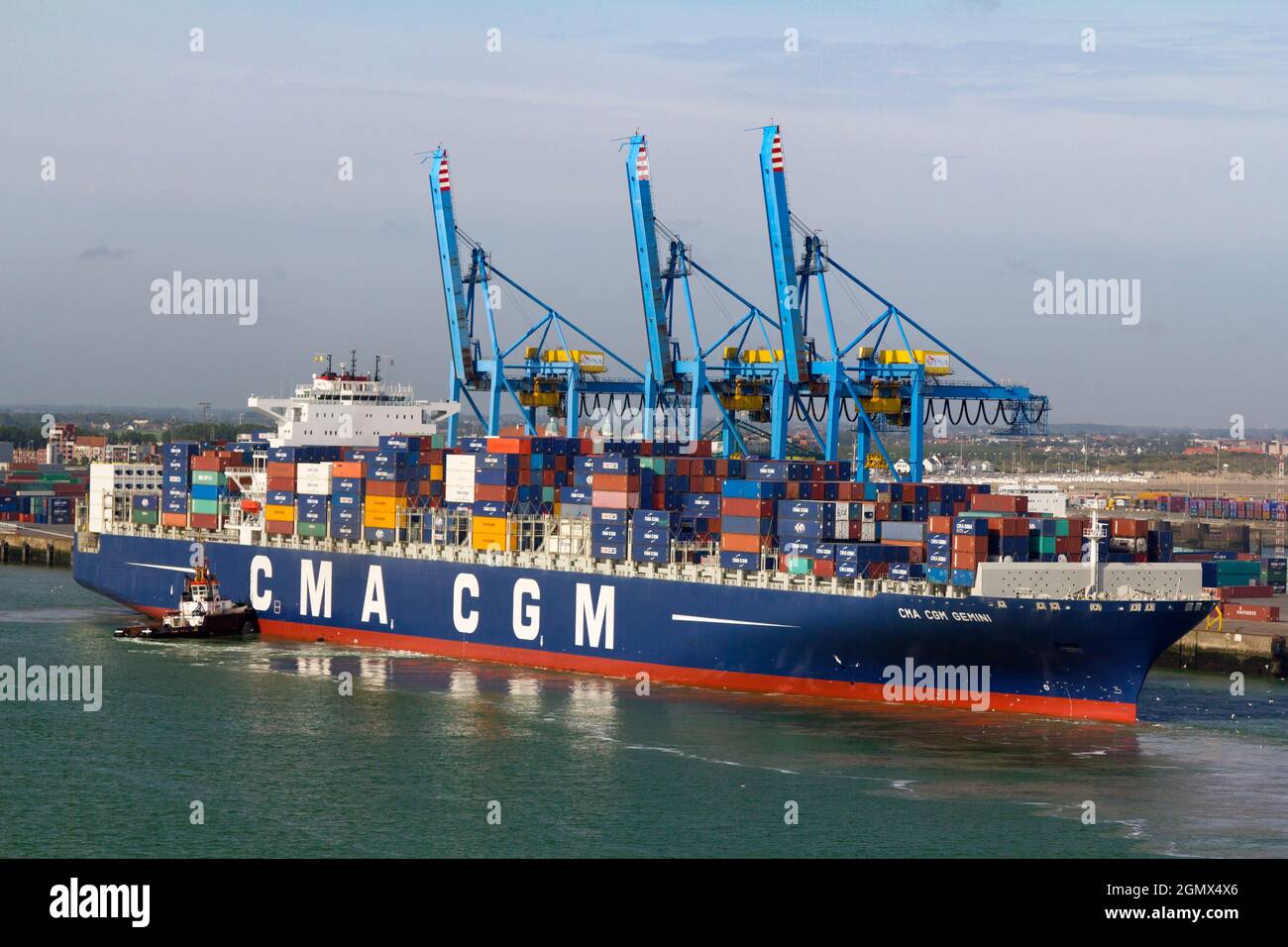 Zeebrugge, Belgien - Mai 2018; Zeebrugge ist der Seehafen von Brügge, Belgien, und der Ort, an dem alle Fracht- und Passagierboote anlegen. Direkt gelegen Stockfoto