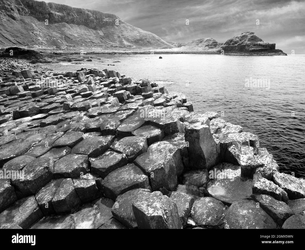 Nordirland, Großbritannien - 9. Juni 2017 Giants Causeway ist eines der großen Naturwunder des Vereinigten Königreichs. Es liegt an der Nordküste von Nort Stockfoto