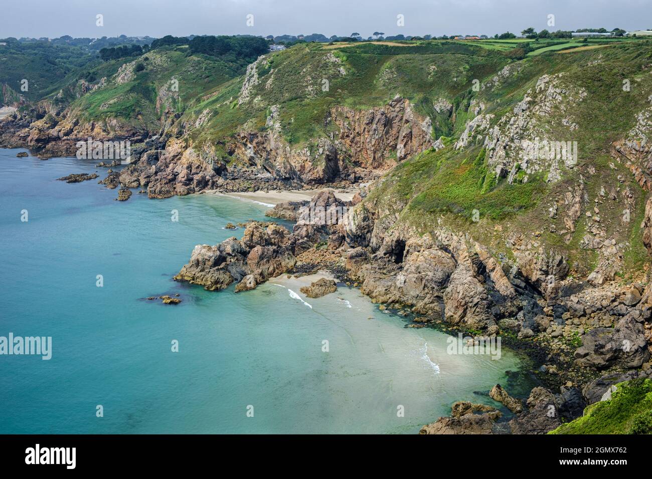 Blick in Richtung Le Jaonnet Bay, Icart, Guernsey, Kanalinseln Stockfoto