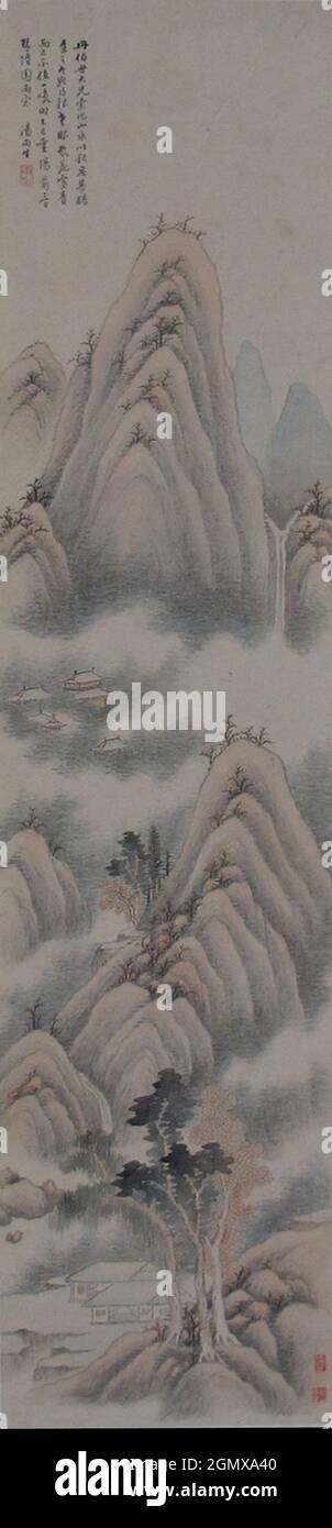 Æ¸… æ¹¯è²½æ±¾ å±±æ´ è»¸/Landschaft. Künstler: Tang Yifen (Chinesisch, 1778-1853); Periode: Qing-Dynastie (1644-1911); Datum: Vom 1845; Kultur: China; Stockfoto