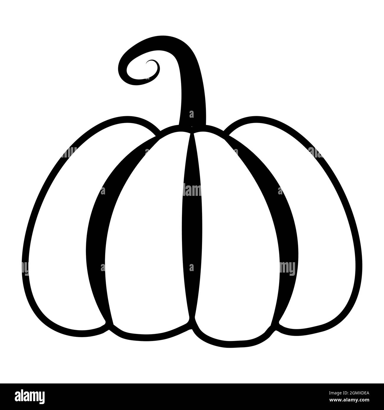 Schwarz-weißer Kürbis für Halloween ist eine einfache Ikone Stock Vektor