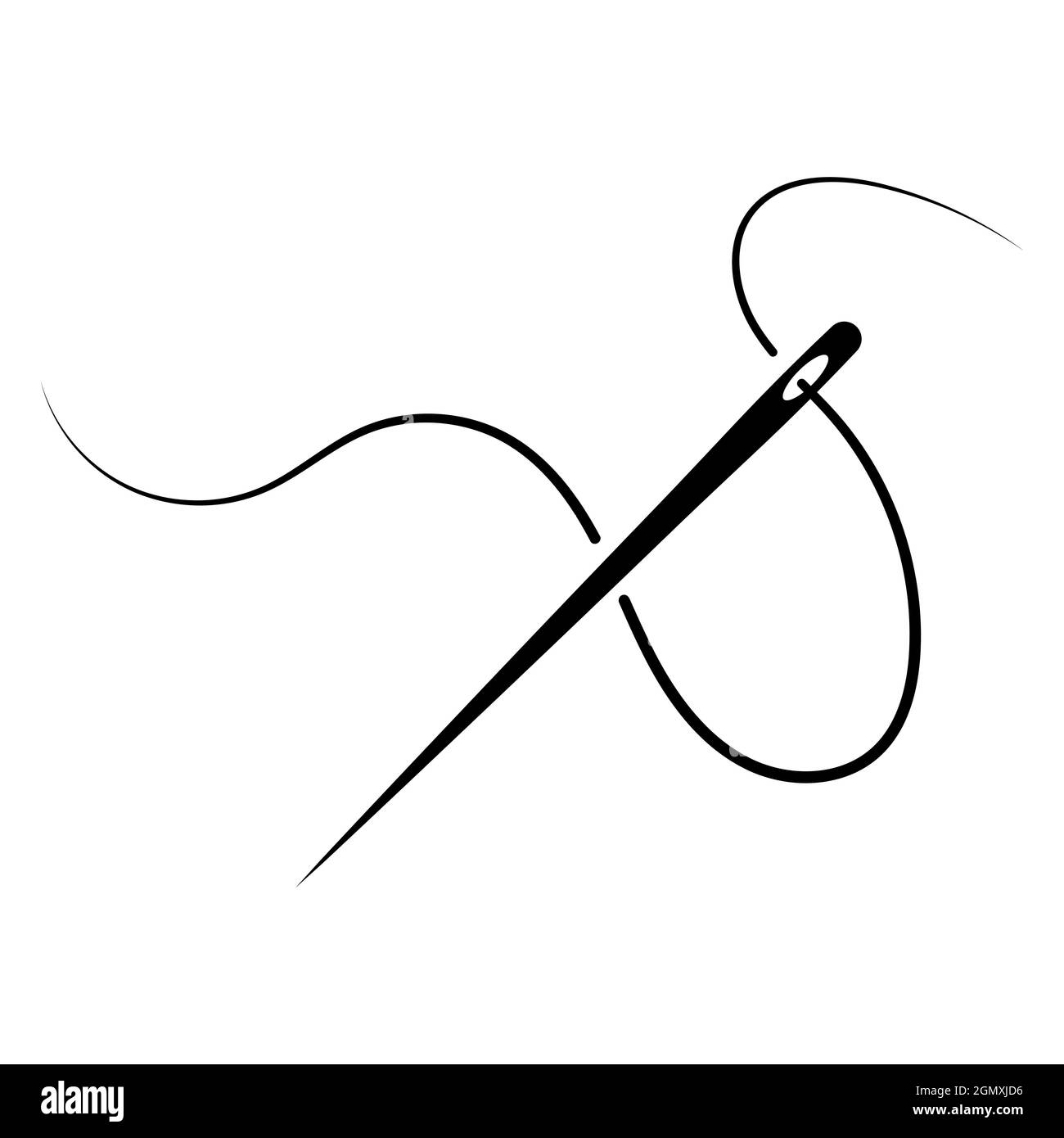 Wirrender Faden um eine Nähnadel, das Logo eines Bekleidungsateliers Stock Vektor