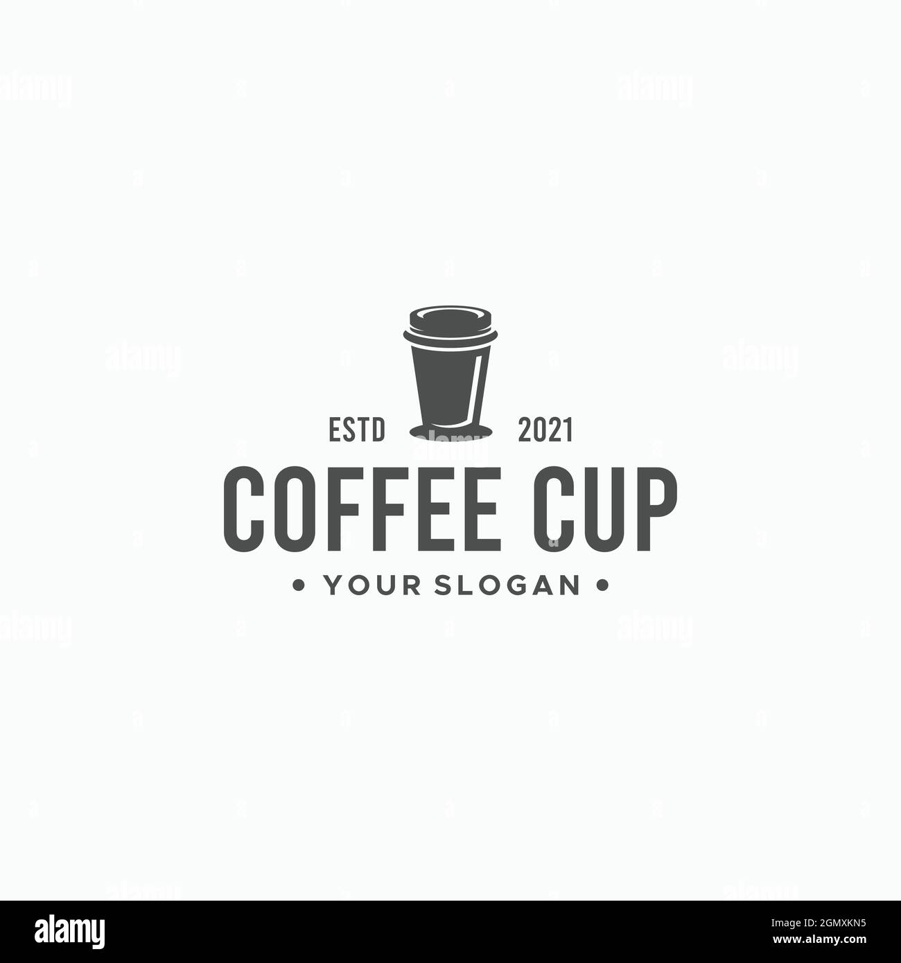 Minimalistisches DESIGN MIT LOGO FÜR KAFFEETASSE und Trinkflasche Stock Vektor