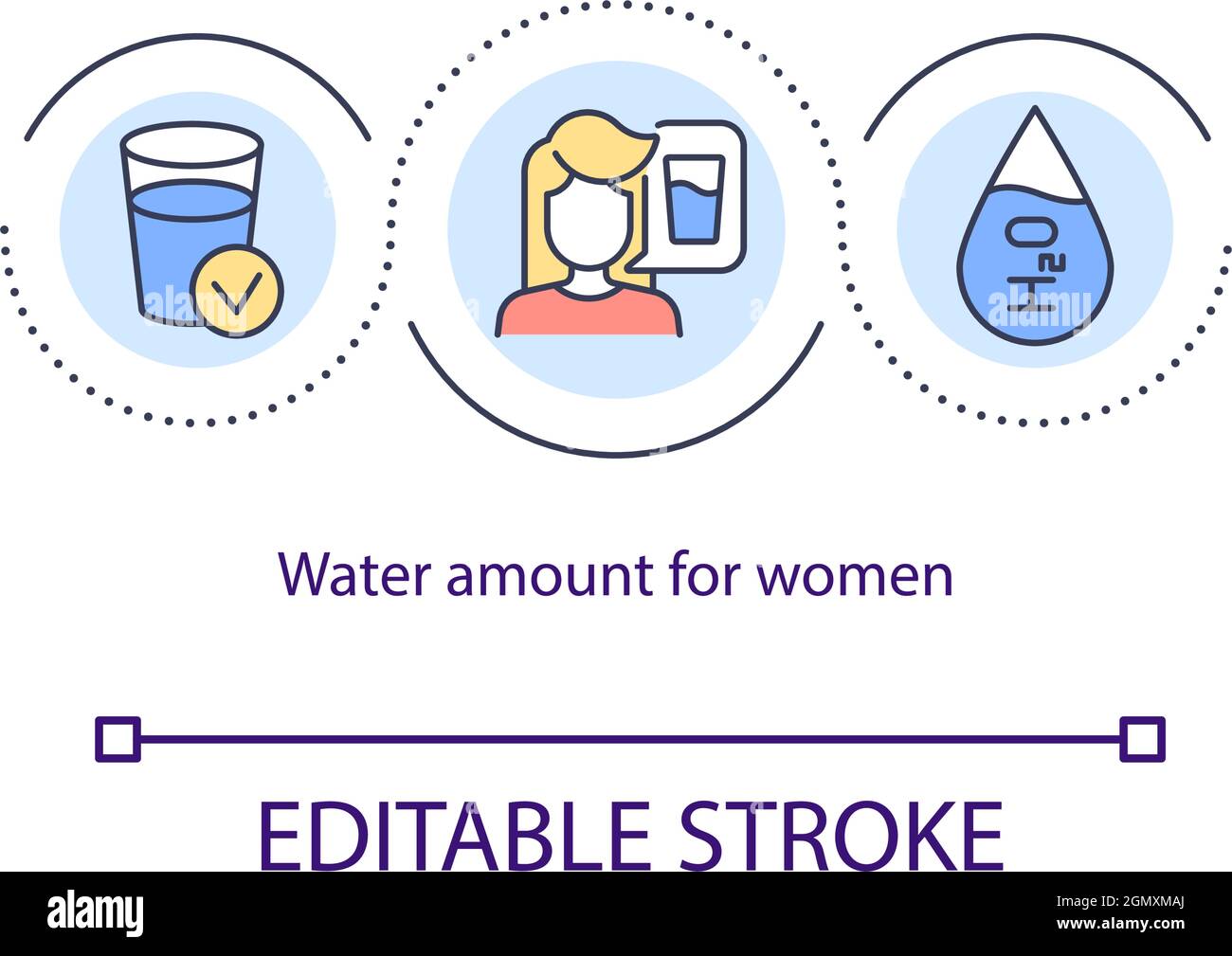 Wassermenge für Frauen Konzept-Symbol Stock Vektor