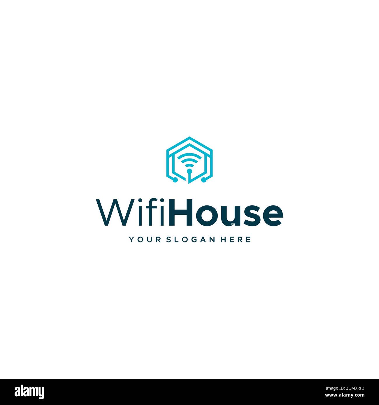 Modernes, intelligentes WiFi-Logo mit Logo für das verbundene Haus Stock Vektor