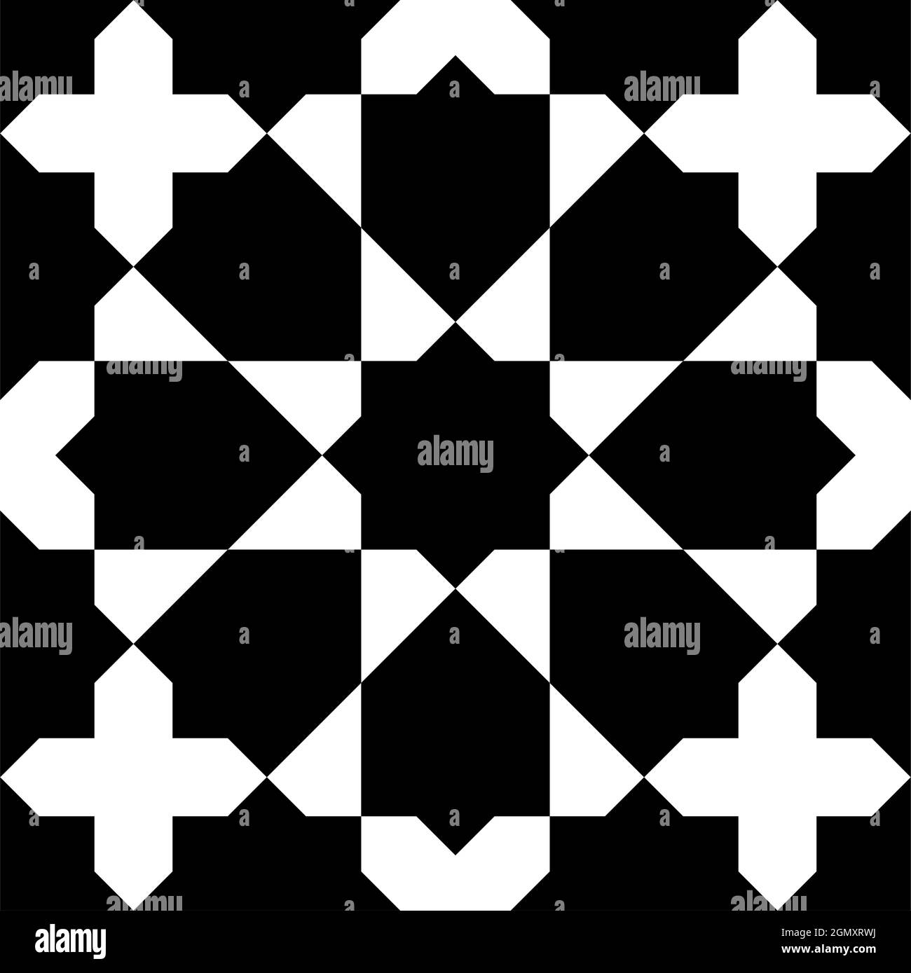 Nahtlose geometrische Ornament auf der Grundlage der traditionellen islamischen Kunst. Schwarz und weiß. Tolles Design für Stoff, Textil, Abdeckung, Geschenkpapier, Hintergrund. Stock Vektor
