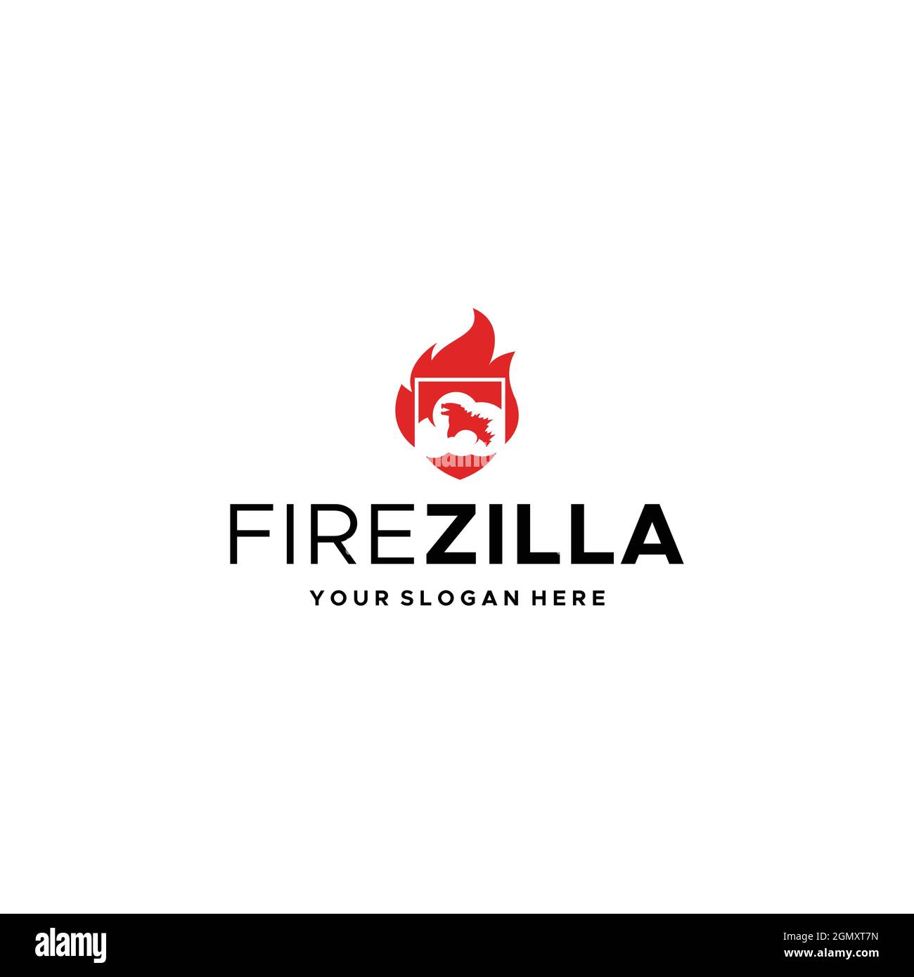 Flaches FEUER GODZILLA Blaze Flame Logo-Design Stock Vektor