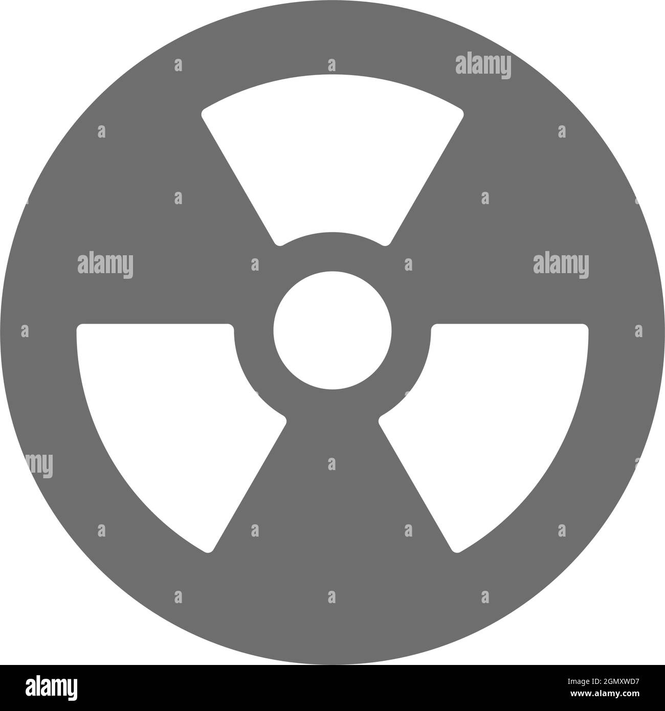 Graues Symbol für Strahlengefährdung. Isoliert auf weißem Hintergrund Stock Vektor