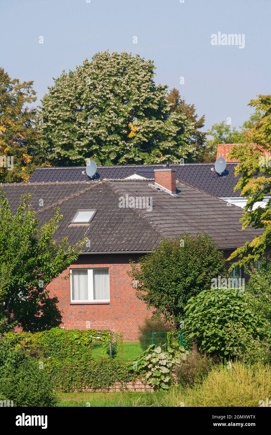 Einfamilienhaus an der Weser, Nienburg an der Weser, Niedersachsen, Deutschland, Europa Stockfoto