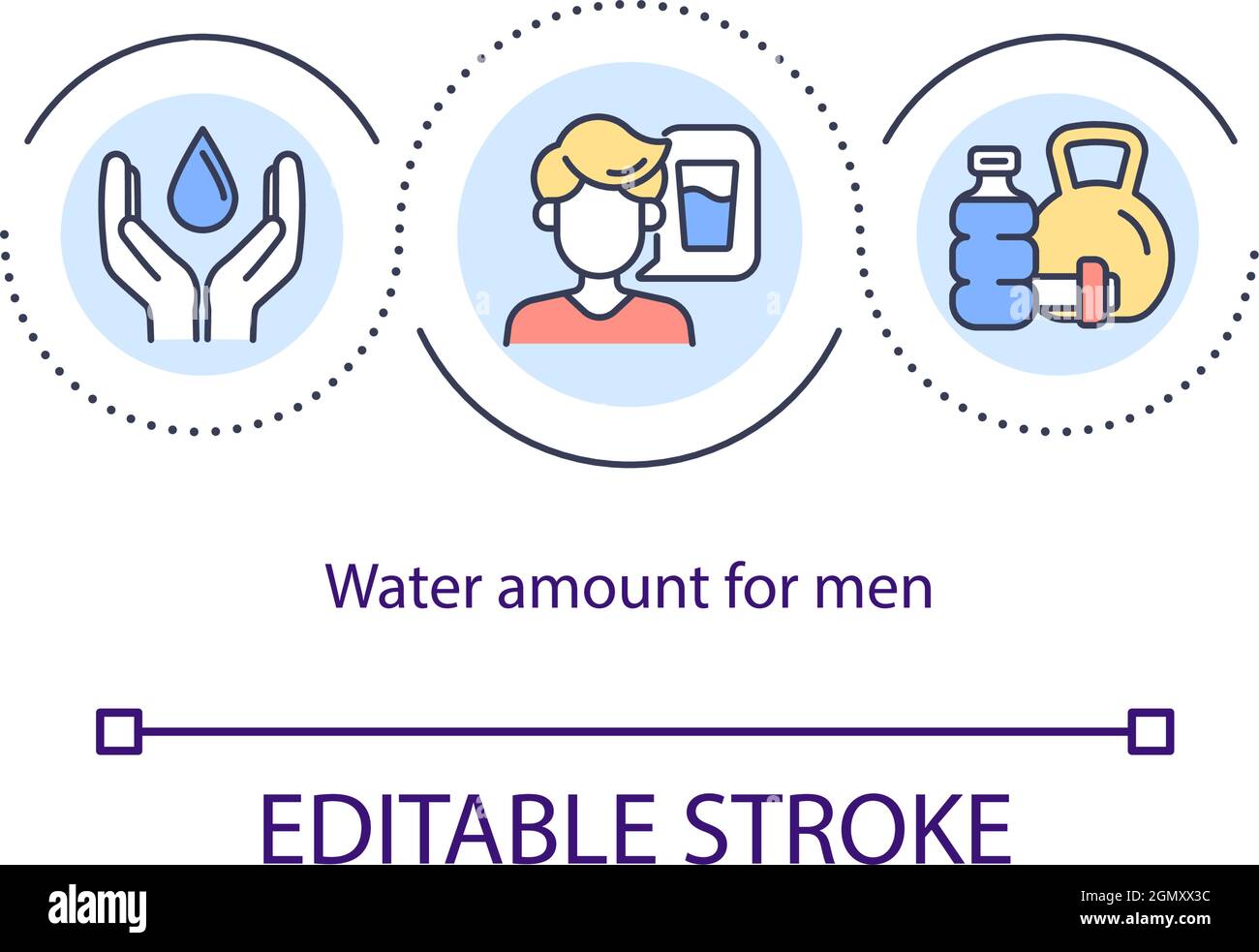Wassermenge für Männer Konzept-Symbol Stock Vektor