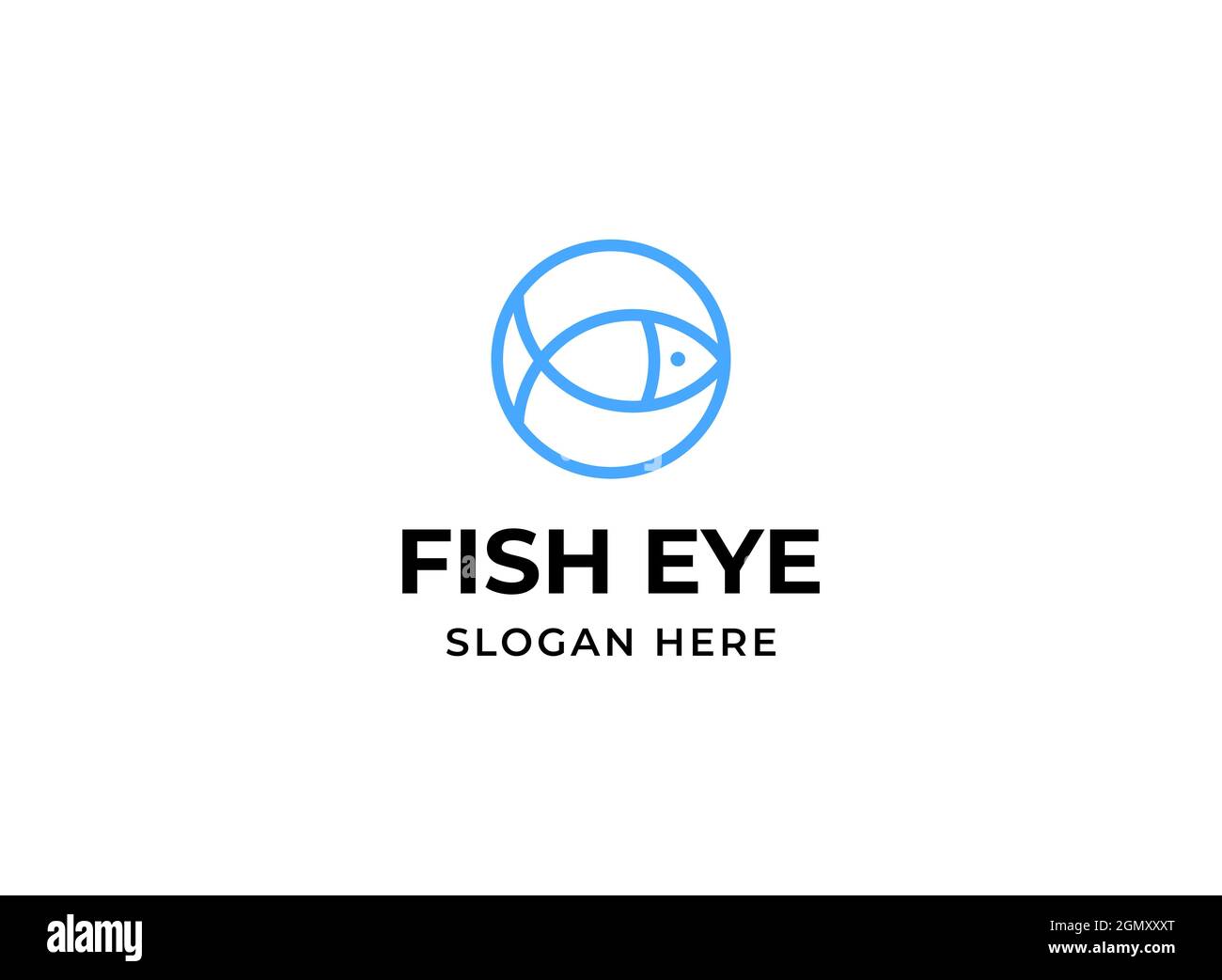 Fischaugen-Logo. Fisch im Kreislogo Stock Vektor