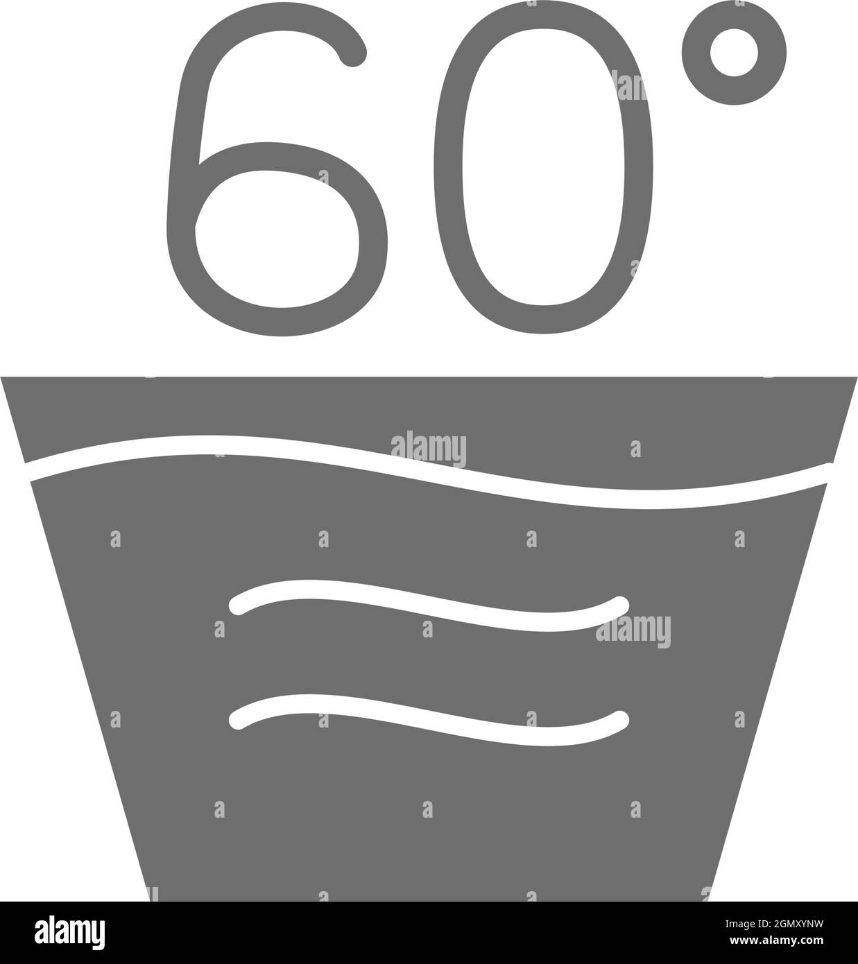 Heiße Wäsche, graues Symbol für 60 Grad Waschtemperatur Stock-Vektorgrafik  - Alamy