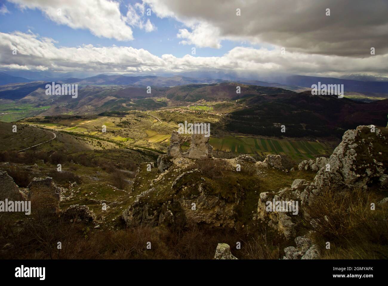 Festung Rocca Calascio, Landschaft, L'Aquila, Abruzzen, Italien, Europa Stockfoto