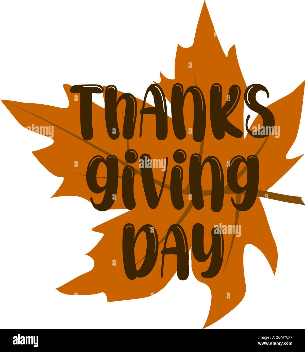 Schöne Komposition mit gradienten farbigen Ahornblatt und Handschrift Typografie Danksagung Tag Stock Vektor