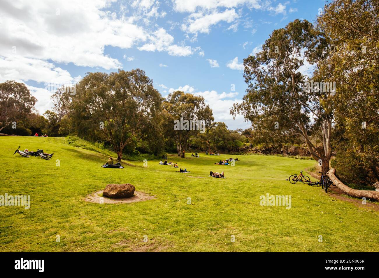 Melbourne lockert die COVID-19-Beschränkungen während der Lockdowns 2021 Stockfoto