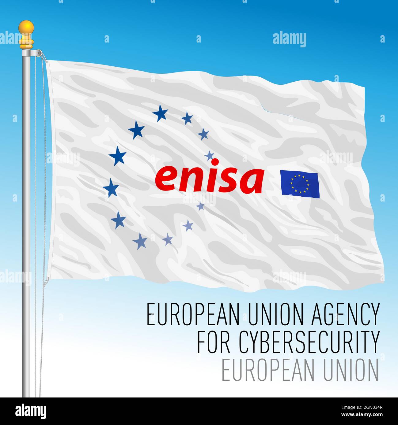 Europäische Agentur für Cybersicherheit, Flagge der Europäischen Union, Vektordarstellung Stock Vektor