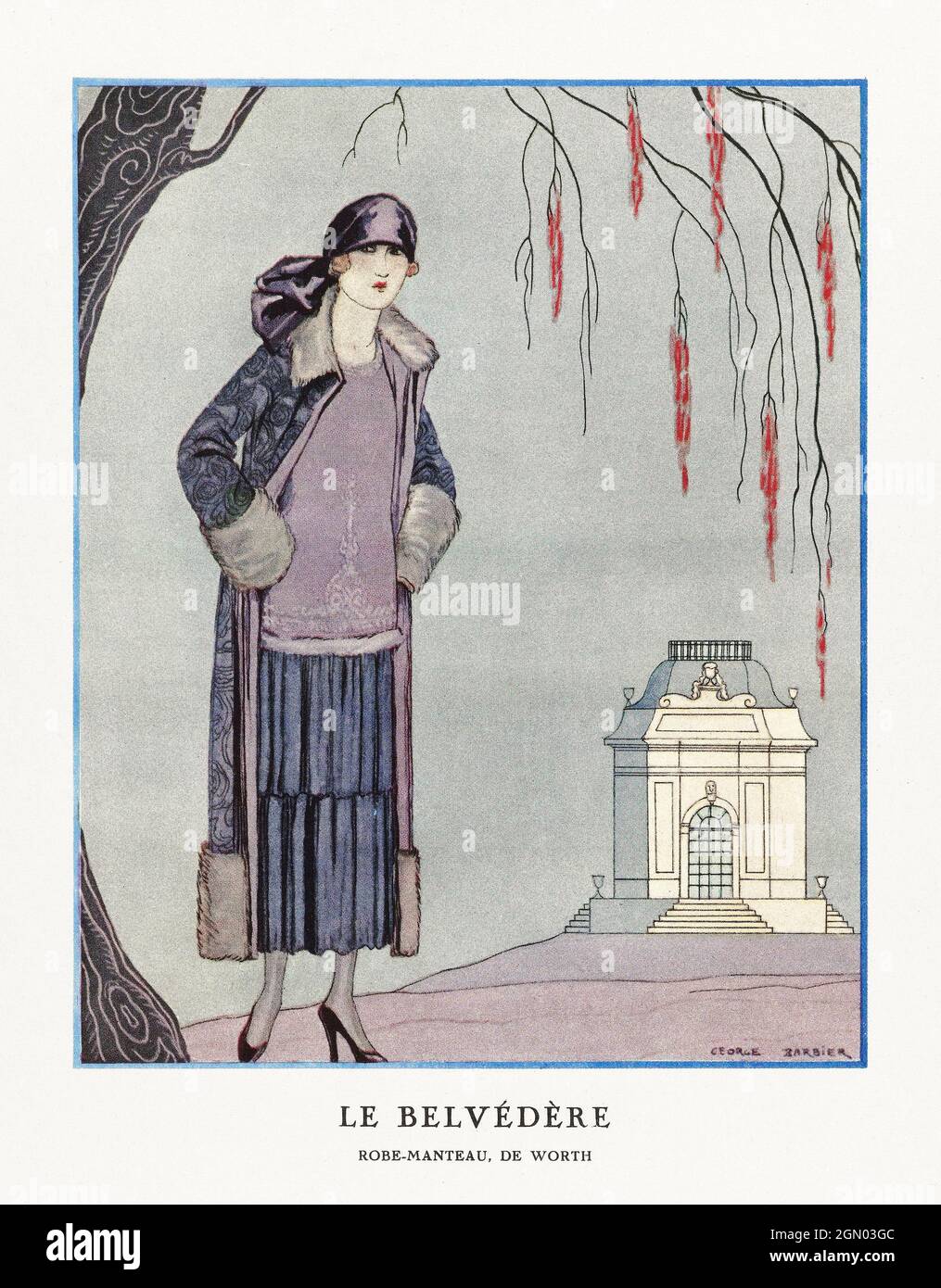 Le Belvédère (1924) Mode-Illustration in hoher Auflösung von George Barbier. Stockfoto