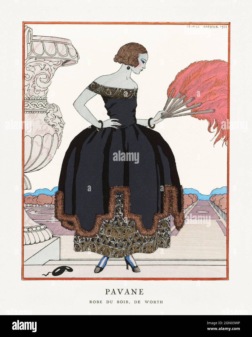 Pavane (1921) Mode-Illustration in hoher Auflösung von George Barbier. Stockfoto