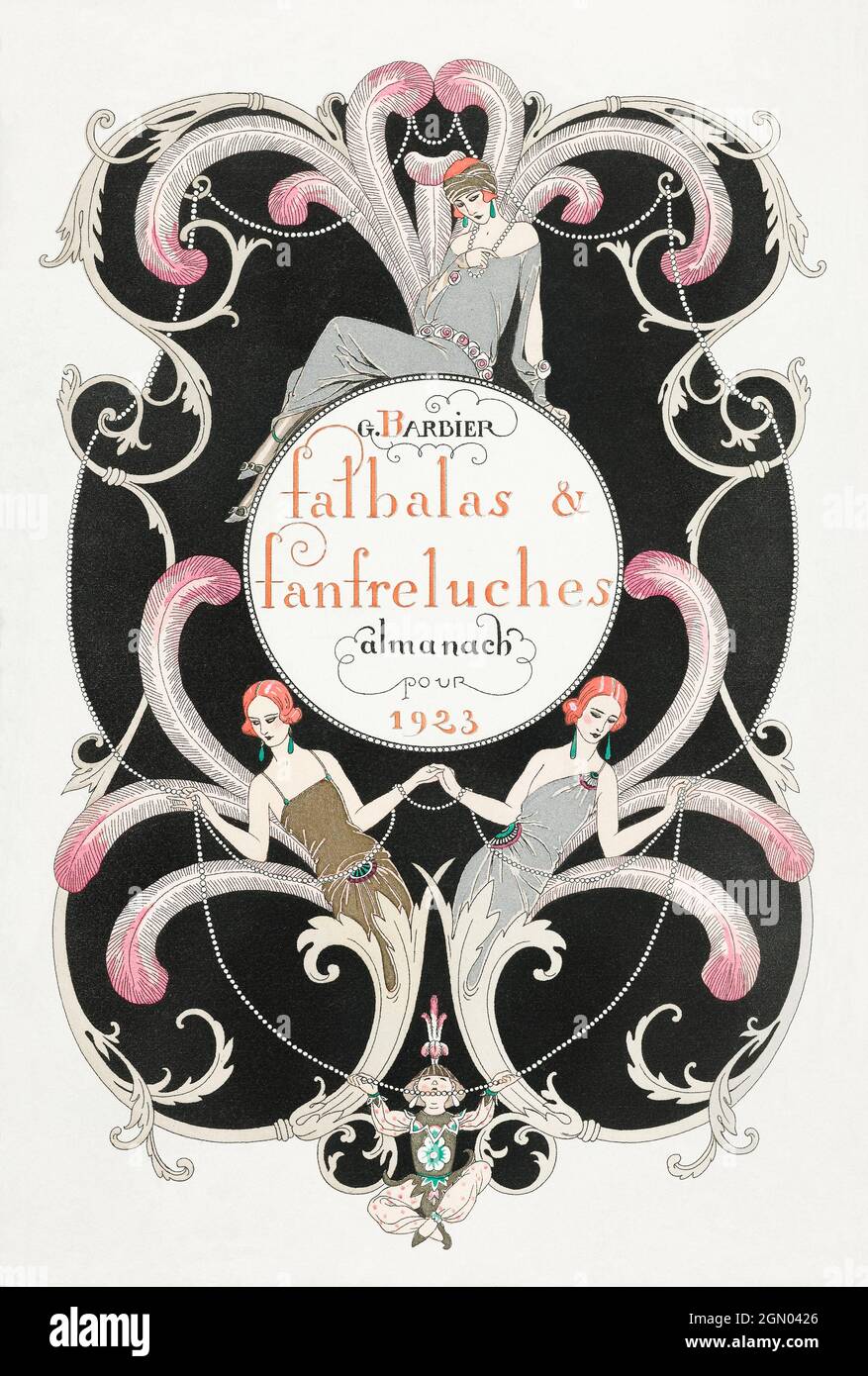 Falbalas et Fanfreguches (1923) Mode-Illustration in hoher Auflösung von George Barbier. Stockfoto