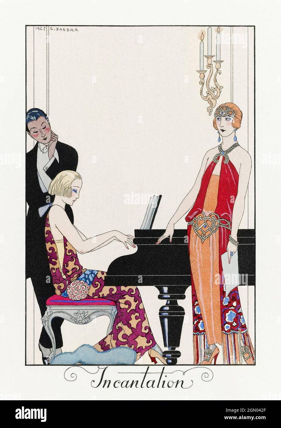 Beschwörung: France XXe siècle (1923) Mode-Illustration in hoher Auflösung von George Barbier. Stockfoto