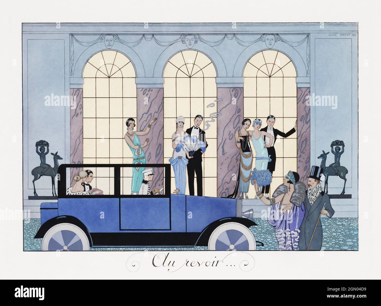 Au Revoir (1920) Mode-Illustration in hoher Auflösung von George Barbier. Stockfoto